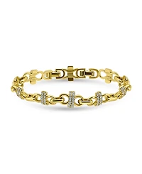 Macy's 1 5/8 ct. t. w. Glass Stone Pave Bars Between Polish Links Bracelet, Created for Macy's