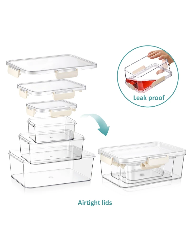 Sorbus 3-Pack Food Storage Container Set Stackable and Nestable Plastic Meal Prep Containers