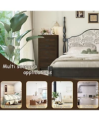 Famapy 5-Drawer Tall Dresser for Bedroom, Wooden Chest of Drawers with Deep Storage for Living Room