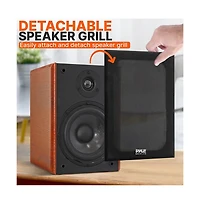 Pyle Home Theater Wooden Bookshelf Speakers