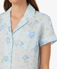 Lauren Ralph Petite Notch Collar Top and Cropped Pajama Pants, 2-Piece Set