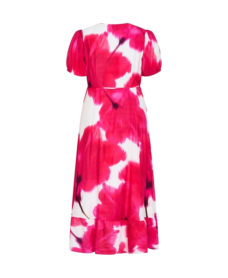 City Chic Women's Bea Floral Wrap Midi Dress
