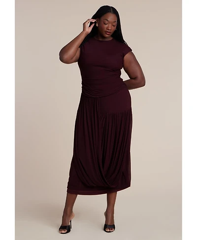 Eloquii Women's Drape Detail Fitted Mesh Dress