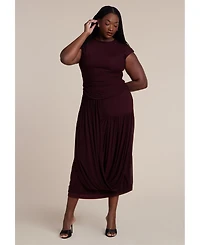 Eloquii Women's Drape Detail Fitted Mesh Dress