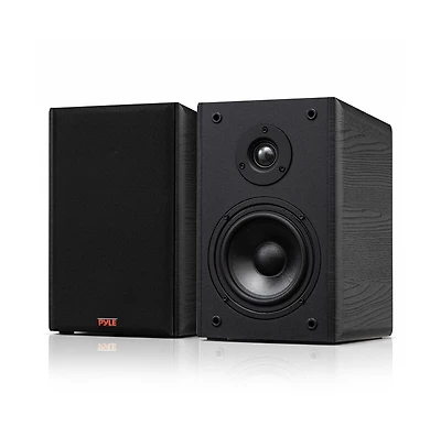 Pyle 2-Way Home Audio Speakers with Silk Dome Tweeter and Wall Mount Bracket (PHQBS62BK)