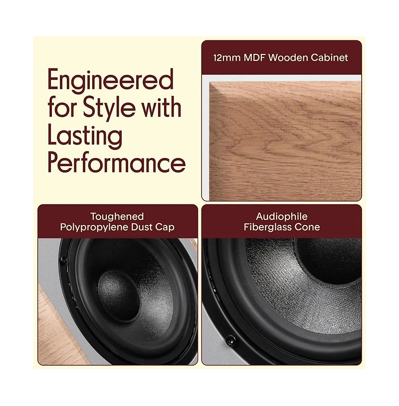 Pyle 2-Way Home Audio Speakers with Wall Mount Bracket (PHQBS62NC)