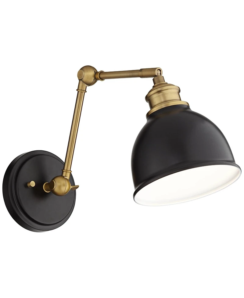 Barnes and Ivy Sania Modern Swing Arm Wall Lamps, Set of 2, Plug-In Adjustable Wall Lights for Bedroom or Living Room