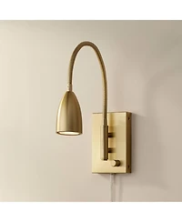 360 Lighting Lido Mid Century Modern Wall Lamp Warm Plug-in 2 1/4" Fixture Adjustable Gooseneck for Bedroom Reading Living Room Hallway House