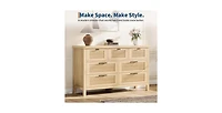 gaomon Fluted 7 Drawers Dresser for Bedroom, 47.4 Inch Wide Wood Chest of Drawers, Large Clothes Storage Cabinet
