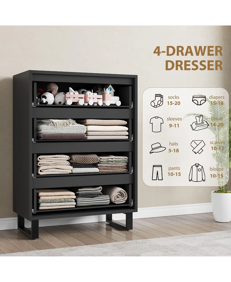 gaomon 4 Dresser for Bedroom, 41.5" Tall Dresser, Freestanding Vertical Drawer Cabinet with Storage