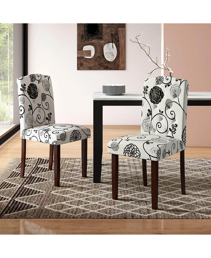 Costway Wooden Dining Chair with Rubber Wood Legs Padded Seat S Springs, Kitchen