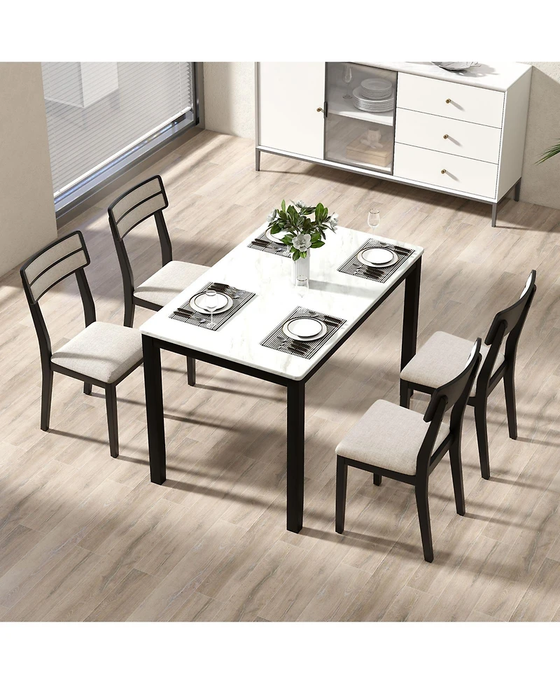 Gymax Modern Dining Chairs Set of 4 w/Tilt Backrest Rubber Wood Legs Soft Padded Seat