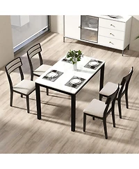 Gymax Modern Dining Chairs Set of 4 w/Tilt Backrest Rubber Wood Legs Soft Padded Seat