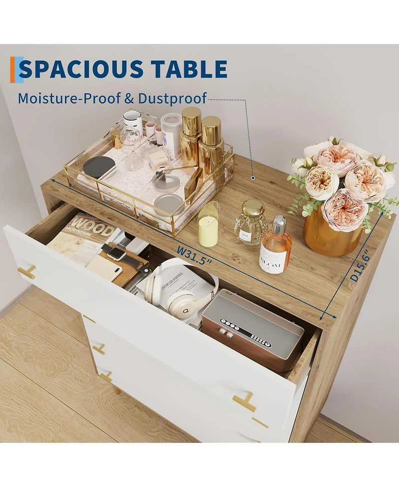 gaomon 44" Tall 5-Drawer Dresser, Vintage Design with Bar Handles