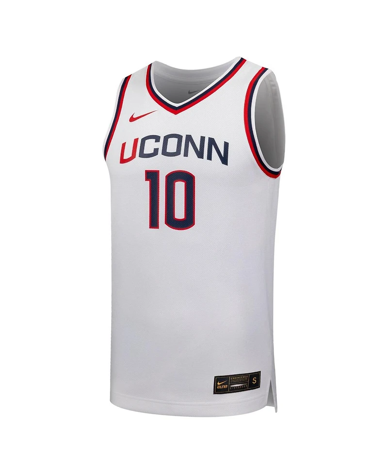 Nike Men's and Women's 10 White UConn Huskies Replica Basketball Jersey