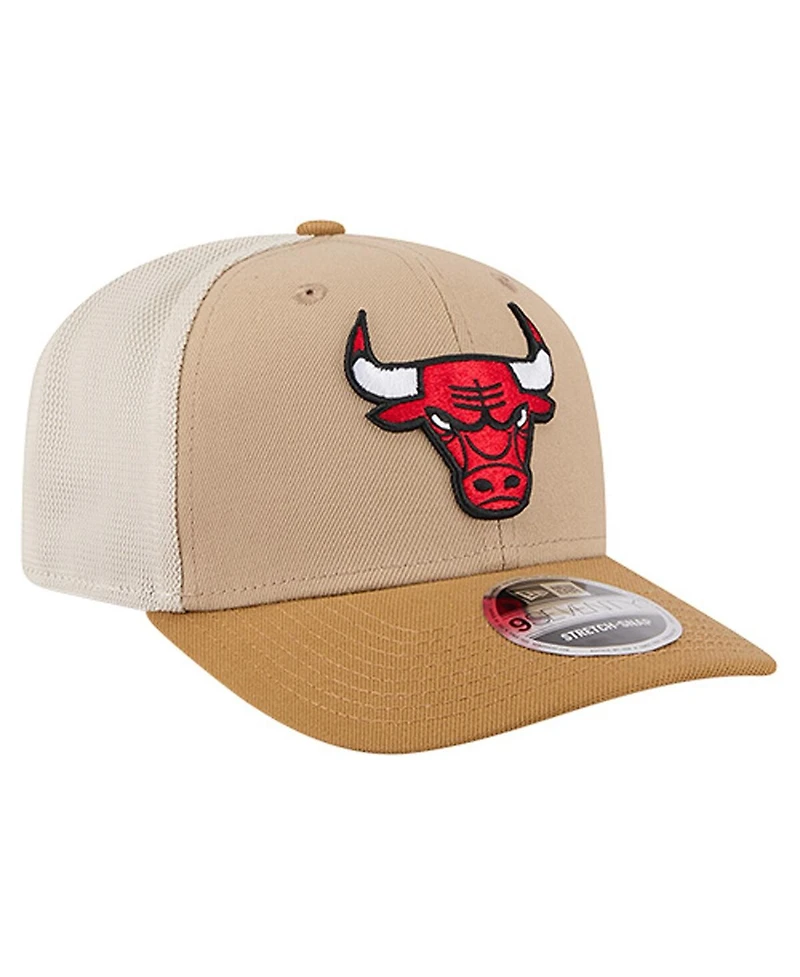 New Era Men's Tan/Light Brown Chicago Bulls Two-Tone 9SEVENTY Adjustable Trucker Hat