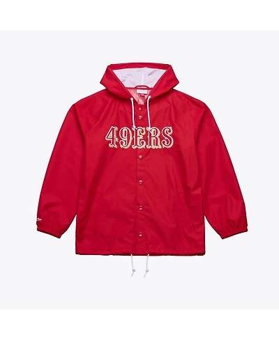 Mitchell & Ness Men's Scarlet San Francisco 49ers Coaches Full-Snap Hooded Windbreaker Jacket