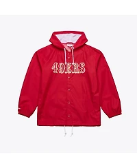 Mitchell & Ness Men's Scarlet San Francisco 49ers Coaches Full-Snap Hooded Windbreaker Jacket