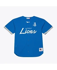 Mitchell & Ness Men's Blue Detroit Lions Head Coach Mesh Full-Button Fashion Jersey