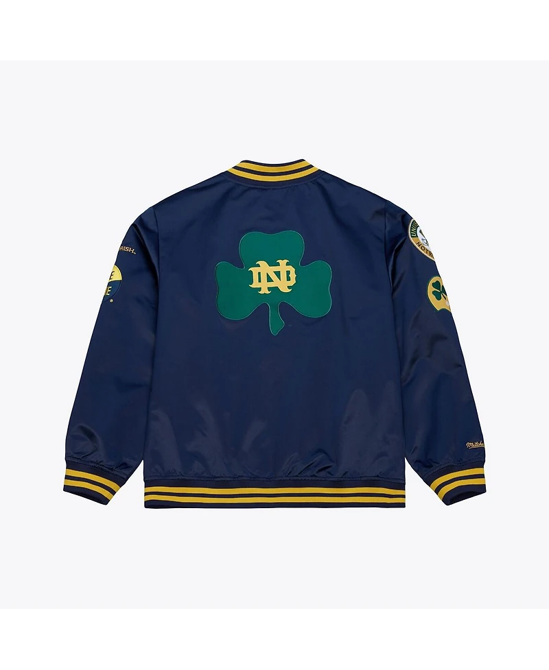 Mitchell & Ness Men's Navy Notre Dame Fighting Irish Double Clutch Lightweight Satin Full-Snap Jacket