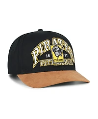 '47 Brand Men's Black/Brown Pittsburgh Pirates Cooperstown Break Wood Suede Hitch Adjustable Hat