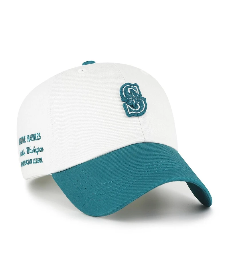 '47 Brand Men's White/Teal Seattle Mariners Contemporary Tonal Clean Up Adjustable Hat
