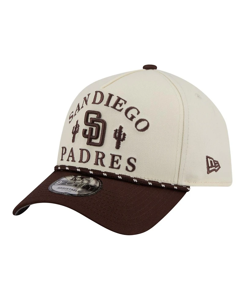 New Era Men's Cream San Diego Padres 2026 Spring Training Fan Pack Rope A-Frame 9FORTY Adjustable Hat
