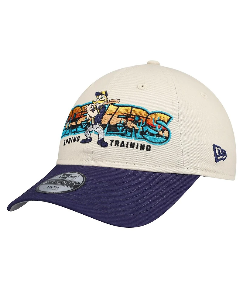 New Era Big Boys and Girls Stone/Navy Milwaukee Brewers 2026 Spring Training Fan Pack Batter 9TWENTY Adjustable Hat