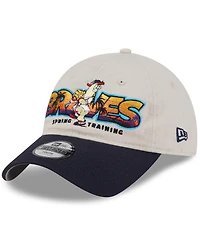 New Era Big Boys and Girls Stone/Navy Atlanta Braves 2026 Spring Training Fan Pack Batter 9TWENTY Adjustable Hat