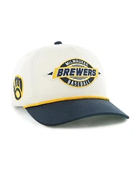 '47 Brand Big Boys and Girls Natural/Navy Milwaukee Brewers Frame Out Hitch Adjustable Hat