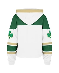 '47 Brand Women's White Boston Bruins McLucky Cropped Lacer Hoodie