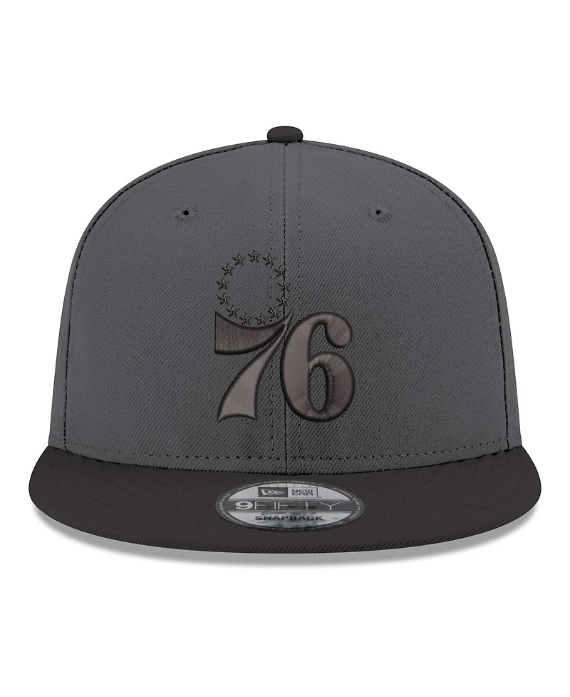 New Era Men's Gray/Black Philadelphia 76ers Logo 2-Tone 9FIFTY Snapback Hat