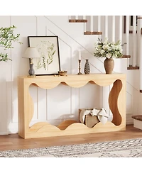 gaomon 63" Farmhouse Narrow Console Sofa Table with Scalloped Design and Storage, Entryway and Hallway Table