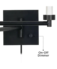 Franklin Iron Works Modern Swing Arm Wall Lamp Plug-In Light Fixture Linen Drum Shade for Bedroom Bedside Reading