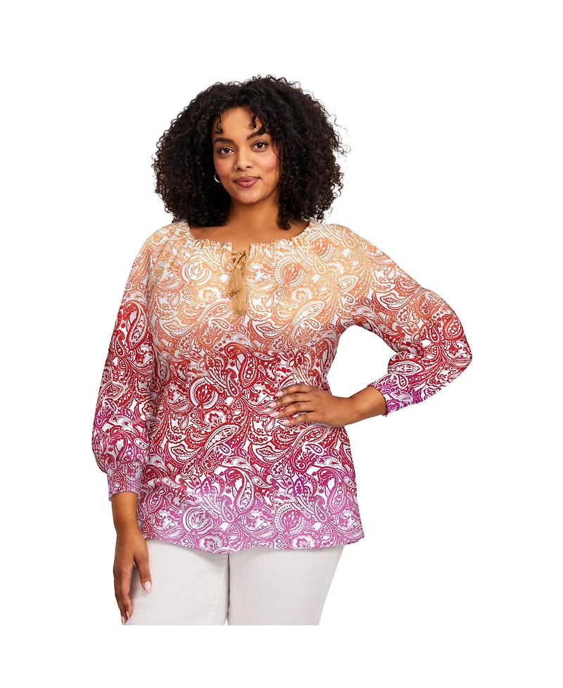 Avenue Plus Ombre Print Women's Top