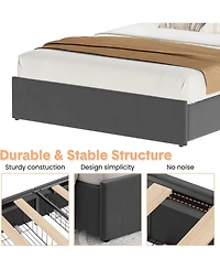 gaomon Queen Storage Bed Frame with Velvet Headboard, 4 Drawers and Usb Charging Station
