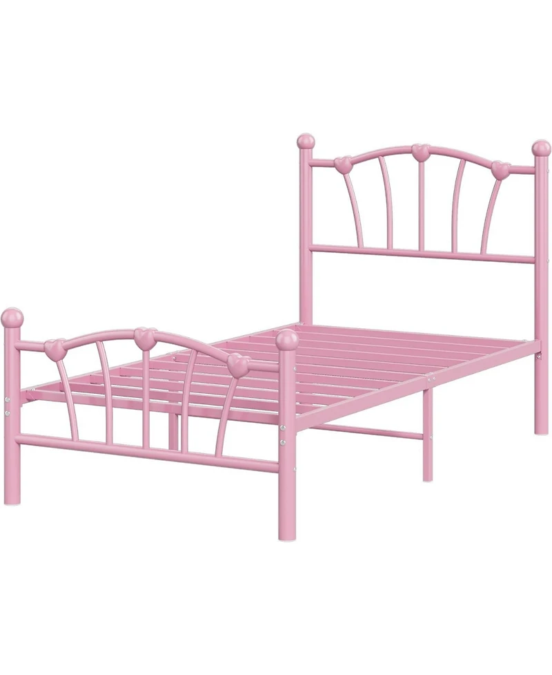 gaomon Twin Xl Metal Bed Frame with Heart Headboard and Footboard, Heavy-Duty Platform