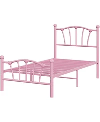 gaomon Twin Xl Metal Bed Frame with Heart Headboard and Footboard, Heavy-Duty Platform