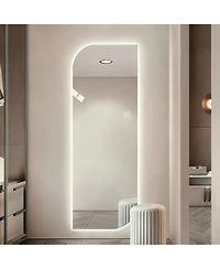 Busdays 65" x 21" Led Full Length Wall Mirror with Irregular Shape and Dimmable Lighting, Wall Mounted for Entryway or Bedroom