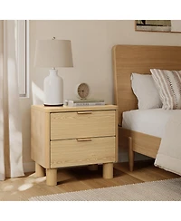 LuxenHome Wood Finish 2-Drawer End Table and Nightstand, Manufactured Wood Side Table