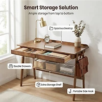 Streamdale Furniture Walnut Mid-Century Modern Writing Desk with Storage