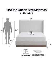 Streamdale Furniture Queen Oat Boucle Wingback Platform Bed