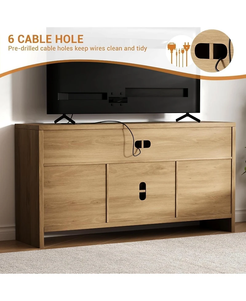 gaomon 2 Pack Modern Rattan Entertainment Center with Storage, Boho Tv Stand for TVs , Adjustable Shelves & Wooden Media Console Cabinet