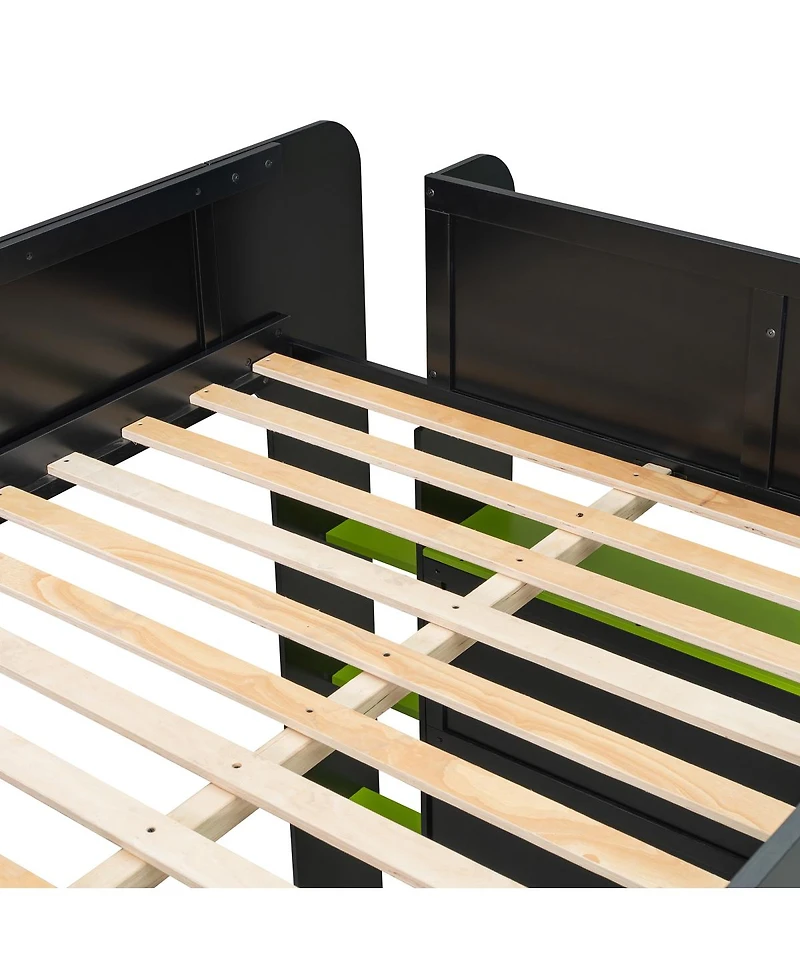 Streamdale Furniture Wood Bunk Bed w/Desk, Wardrobe, Storage, Rgb Light