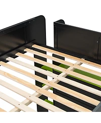 Streamdale Furniture Wood Bunk Bed w/Desk, Wardrobe, Storage, Rgb Light