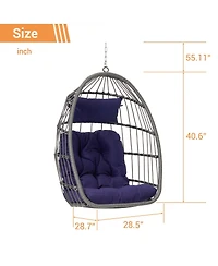 Streamdale Furniture Outdoor Garden Rattan Egg Swing Chair Hanging Chair