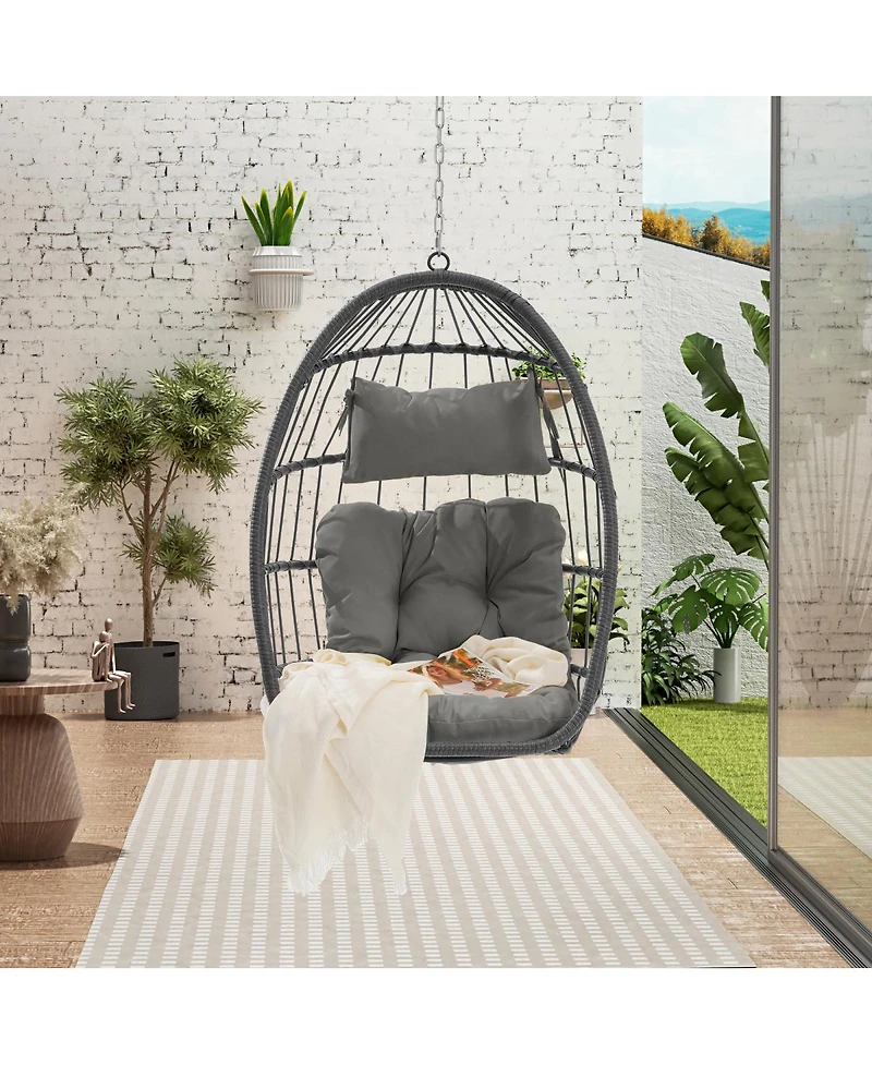 Streamdale Furniture Outdoor Garden Rattan Egg Swing Chair Hanging Chair
