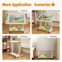 Streamdale Furniture Wooden Tilting Puzzle Table with Drawer Legs and Wheels