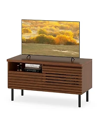 Sugift Mid Century Fluted Tv Stand for 40 in Tv with Open Storage