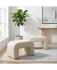 Maison Boucle 29" Upholstered Waterfall Bedroom Bench, Small Entryway Bench, 1 Pc